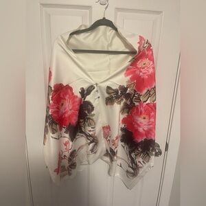 100% Silk Floral Shawl Scarf